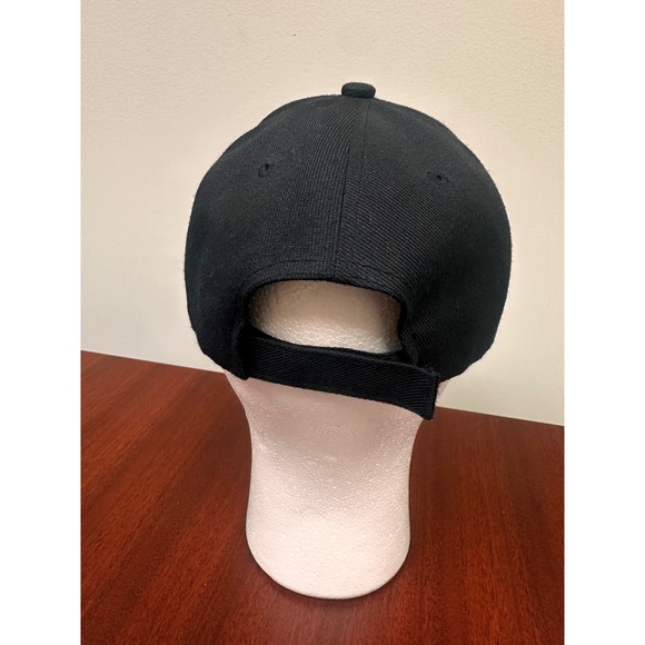 Black Baseball Cap Orange Embroidered Chinese Logo Adjustable Strap One Size - Picture 3 of 4